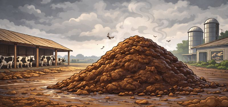 Pila de escremento mal gestionada