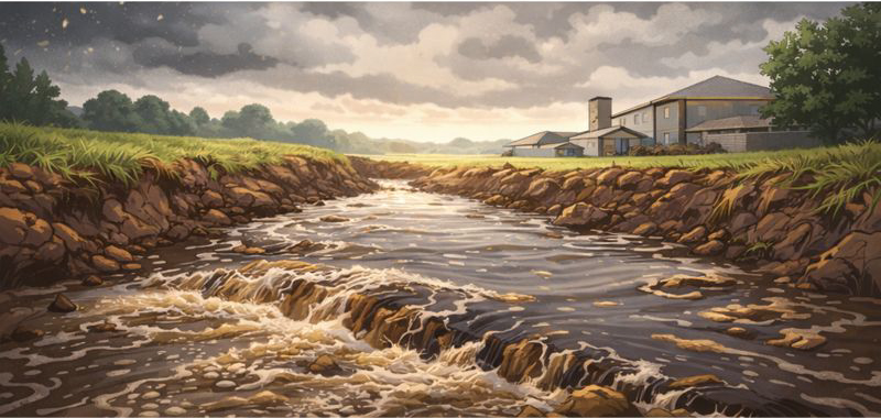 Ilustración: manejo inadecuado de estiércol y riesgo hídrico